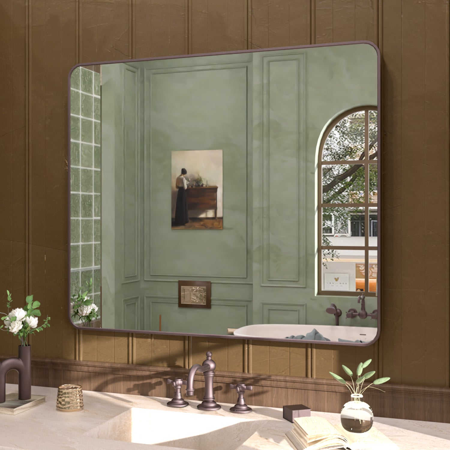Rectangular Framed Wall Bathroom Vanity Mirror SM-4236ORB-2_15f46995-eeca-4093-8f6d-2381d454c575