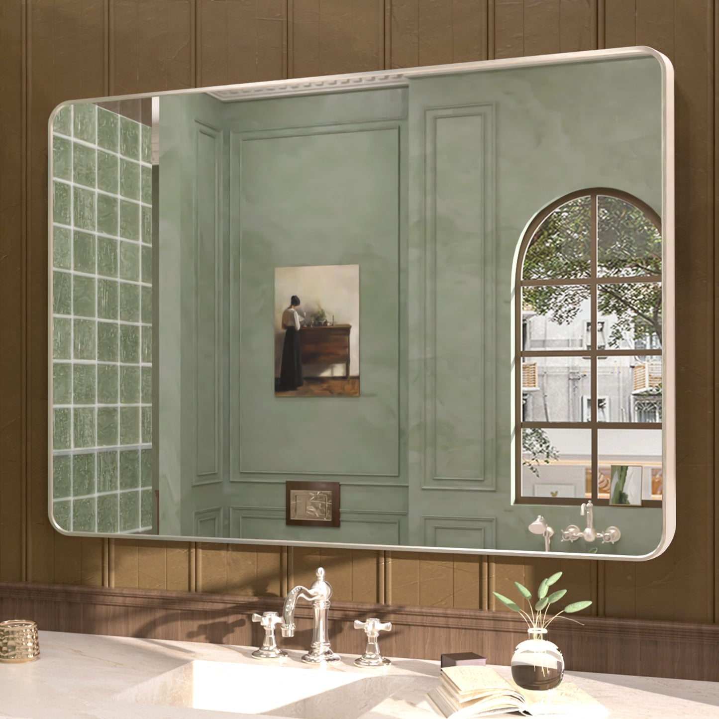 Cosy 48 in. W x 36 in. H Rectangular Framed Wall Bathroom Vanity Mirror SM-4836BN-2