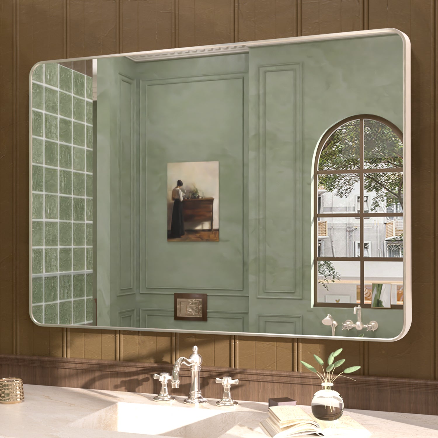 Cosy 48 in. W x 36 in. H Rectangular Framed Wall Bathroom Vanity Mirror SM-4836BN-2