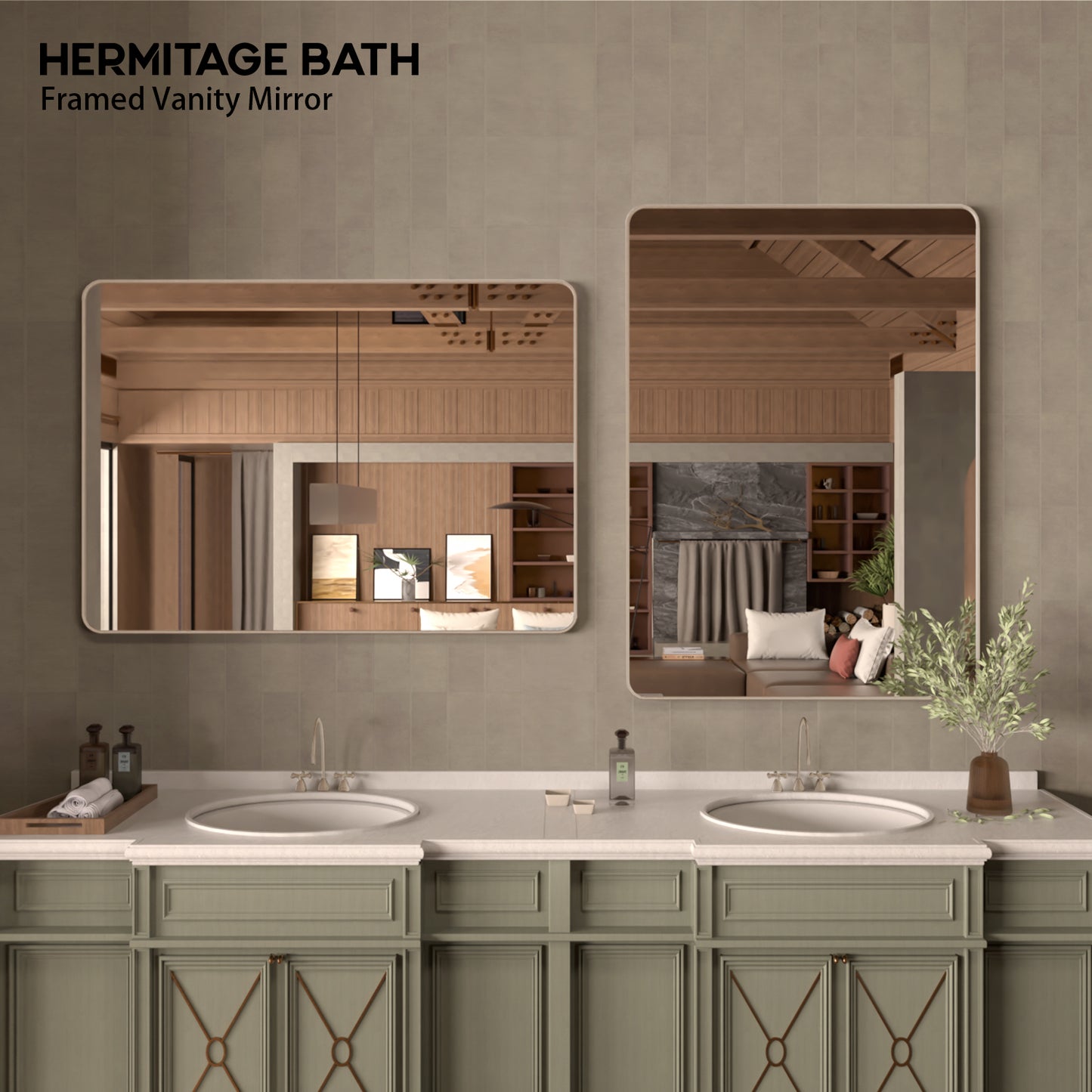 Cosy 48 in. W x 36 in. H Rectangular Framed Wall Bathroom Vanity Mirror SM-4836BN-8