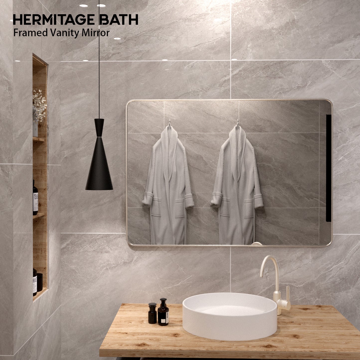 Cosy 48 in. W x 36 in. H Rectangular Framed Wall Bathroom Vanity Mirror SM-4836BN-9
