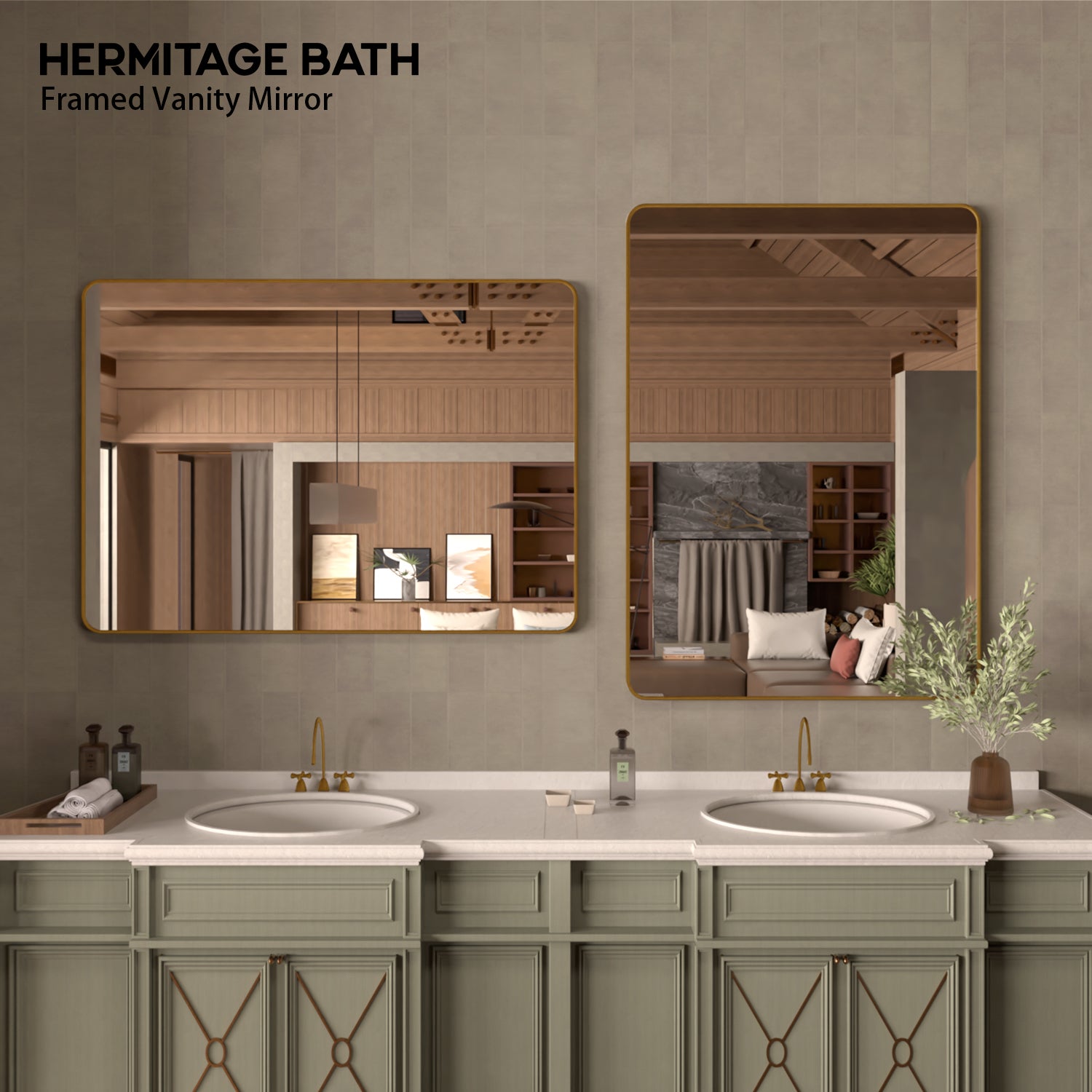48 in. W x 36 in. H Rectangular Framed Wall Bathroom Vanity Mirror SM-4836G-8