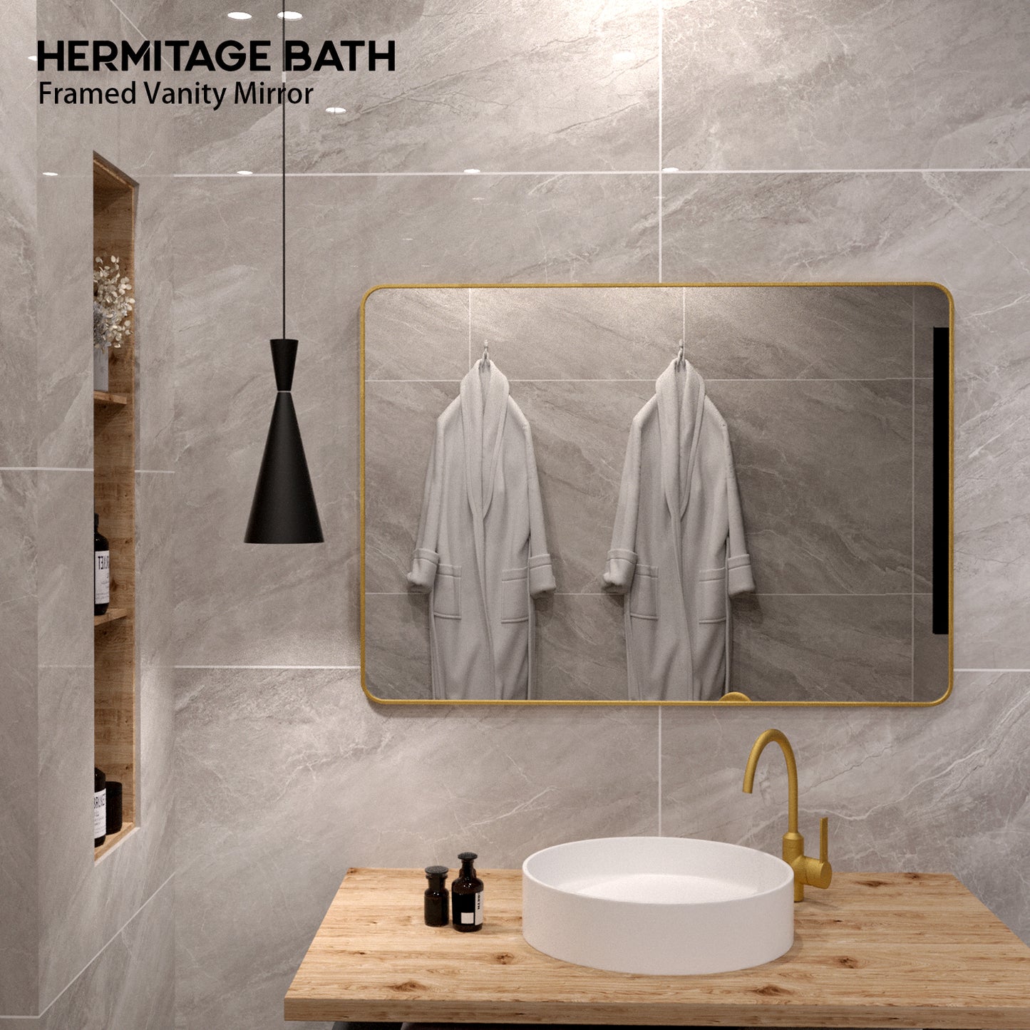 48 in. W x 36 in. H Rectangular Framed Wall Bathroom Vanity Mirror SM-4836G-9