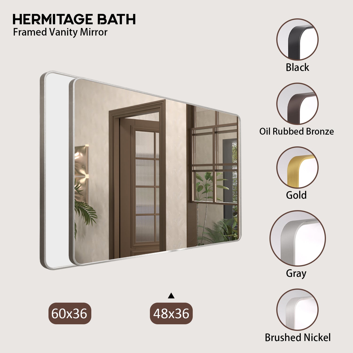 Cosy 48 in. W x 36 in. H Rectangular Framed Wall Bathroom Vanity Mirror SM-4836GY-10