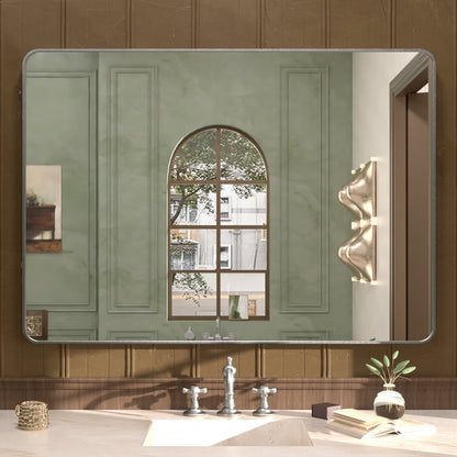 Cosy 48 in. W x 36 in. H Rectangular Framed Wall Bathroom Vanity Mirror Gun Grey SM-4836GY-1_28e816e7-0bd6-435d-98a5-e9b28d5ba93f