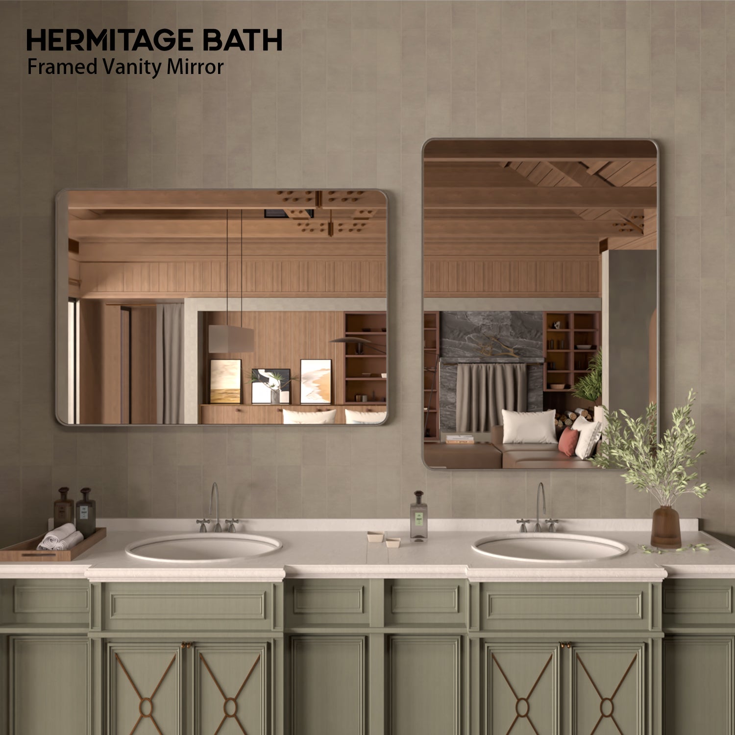 Cosy 48 in. W x 36 in. H Rectangular Framed Wall Bathroom Vanity Mirror SM-4836GY-8