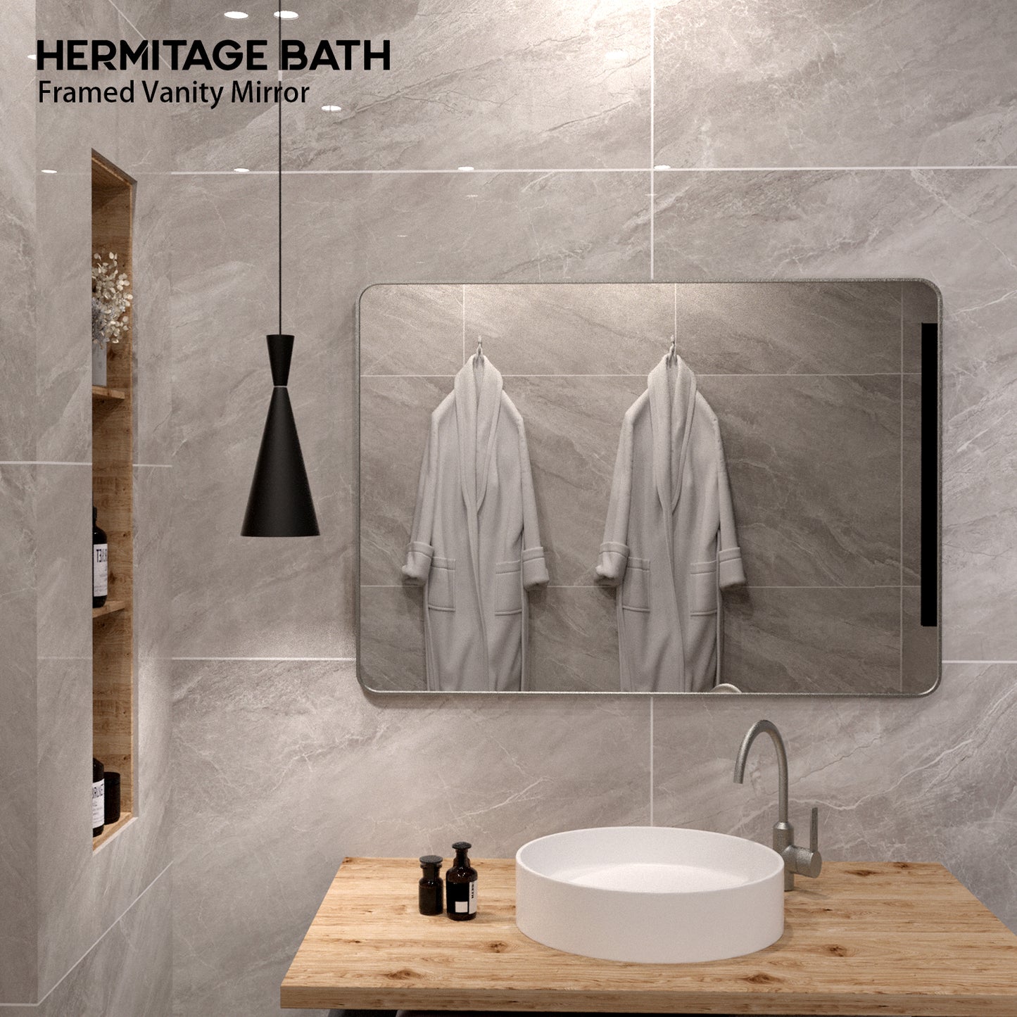 Cosy 48 in. W x 36 in. H Rectangular Framed Wall Bathroom Vanity Mirror SM-4836GY-9