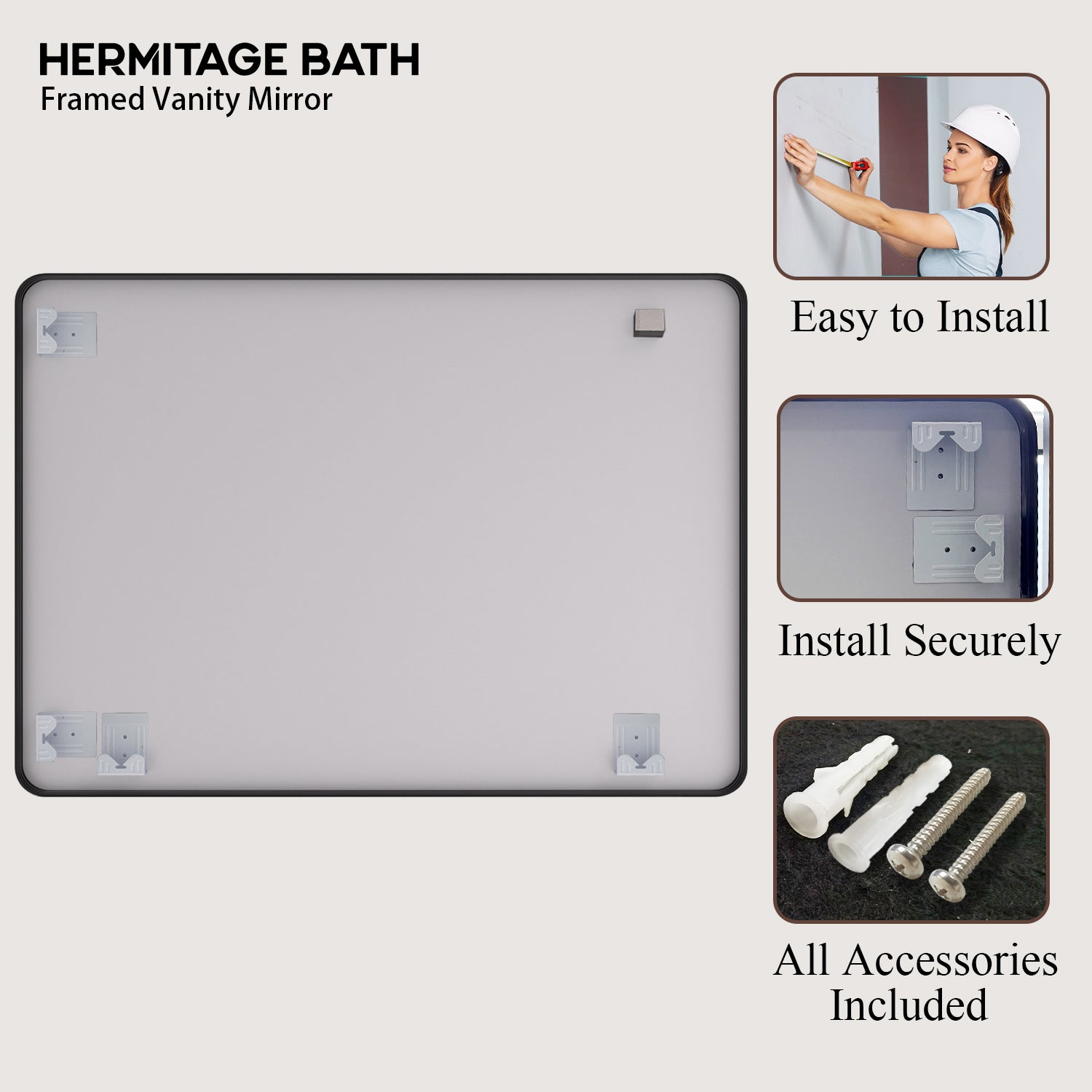 48 in. W x 36 in. H Rectangular Framed Wall Bathroom Vanity Mirror SM-4836MB-11