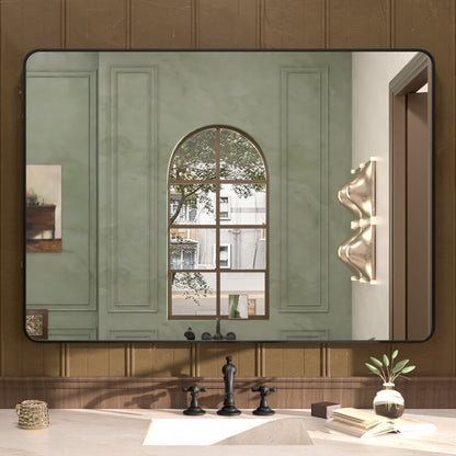 48 in. W x 36 in. H Rectangular Framed Wall Bathroom Vanity Mirror Matte-Black SM-4836MB-1_30bf0828-314a-4d2f-89e8-ba78acaba79e