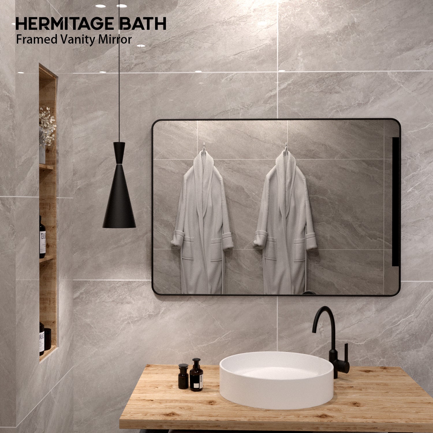 Cosy 48 in. W x 36 in. H Rectangular Framed Wall Bathroom Vanity Mirror SM-4836MB-9_d0c4f793-7a10-486d-b8f0-40c0dd05fd62