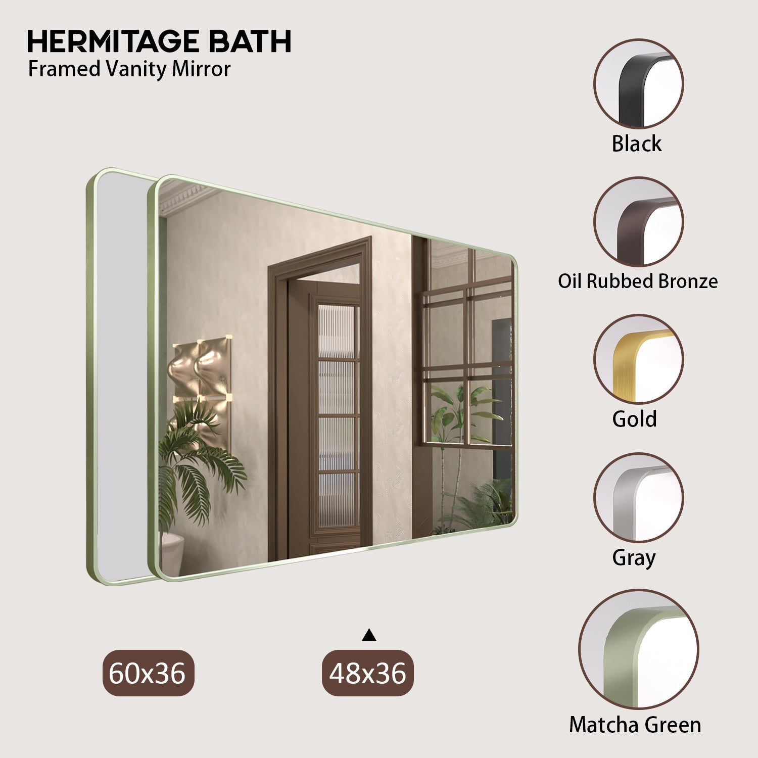 Cosy 48 in. W x 36 in. H Rectangular Framed Wall Bathroom Vanity Mirror SM-4836MG-10