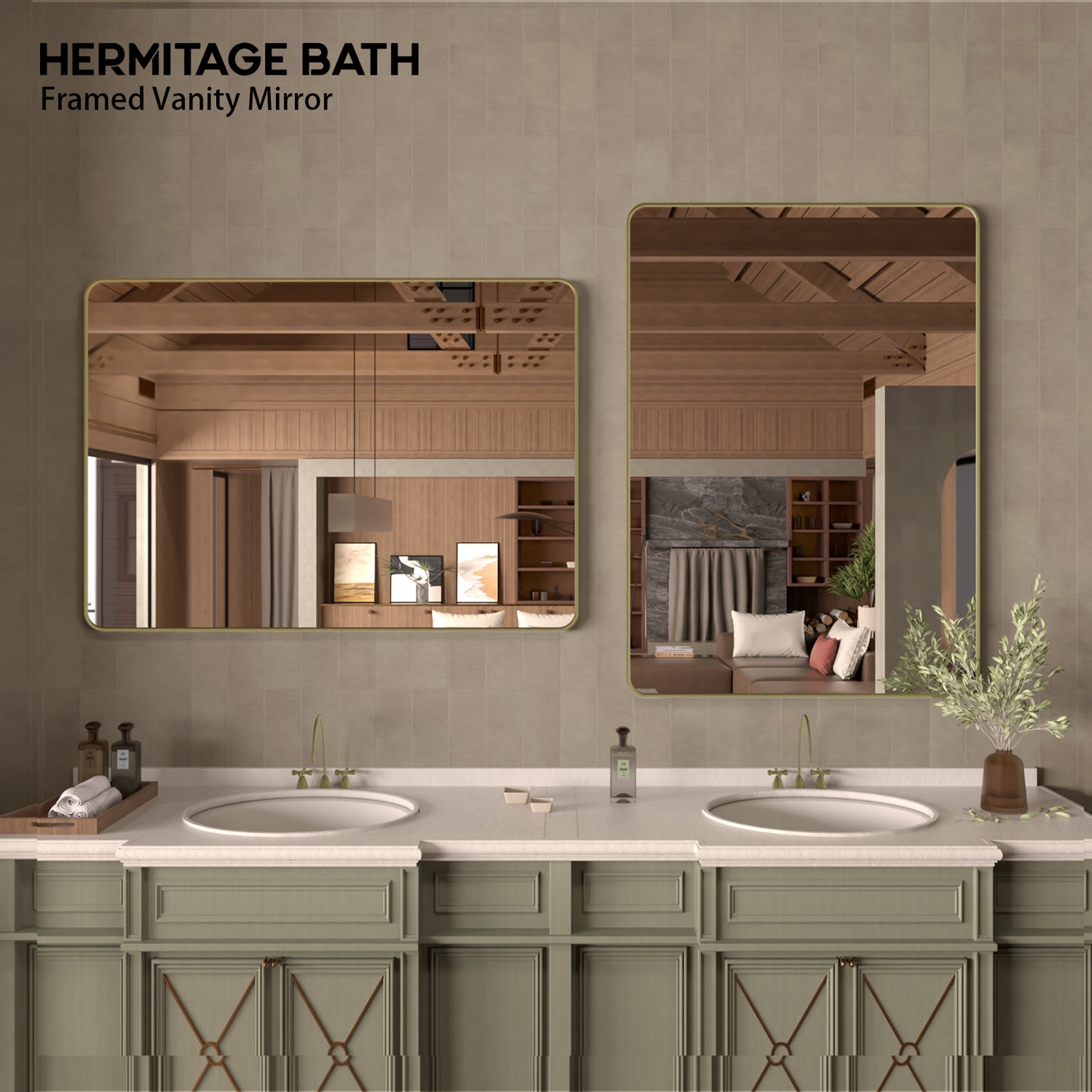 Cosy 48 in. W x 36 in. H Rectangular Framed Wall Bathroom Vanity Mirror SM-4836MG-8