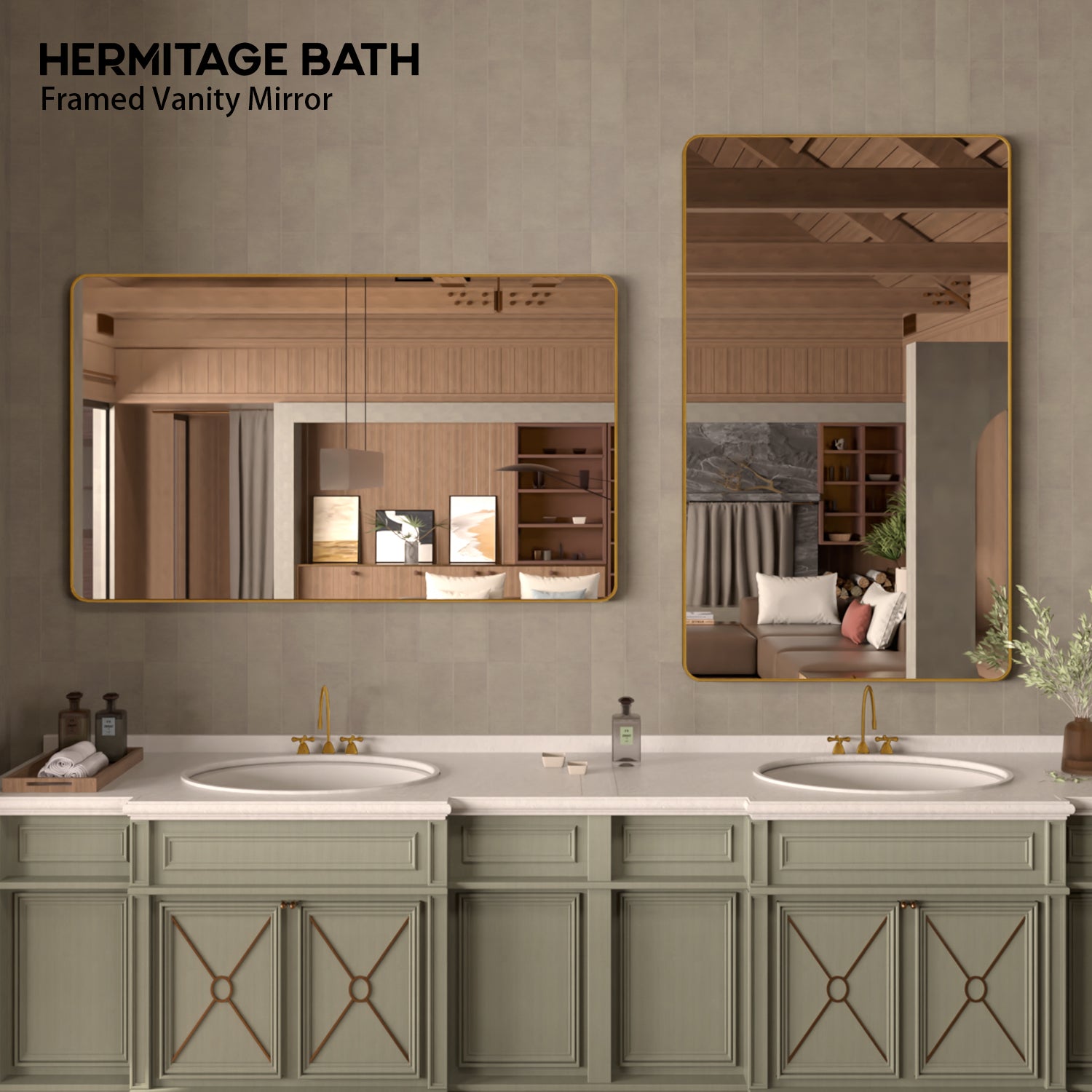 Cosy 60 in. W x 36 in. H Rectangular Framed Wall Bathroom Vanity Mirror SM-6036G-8_fba8a3db-6d99-4453-bbaa-d20451e203c1