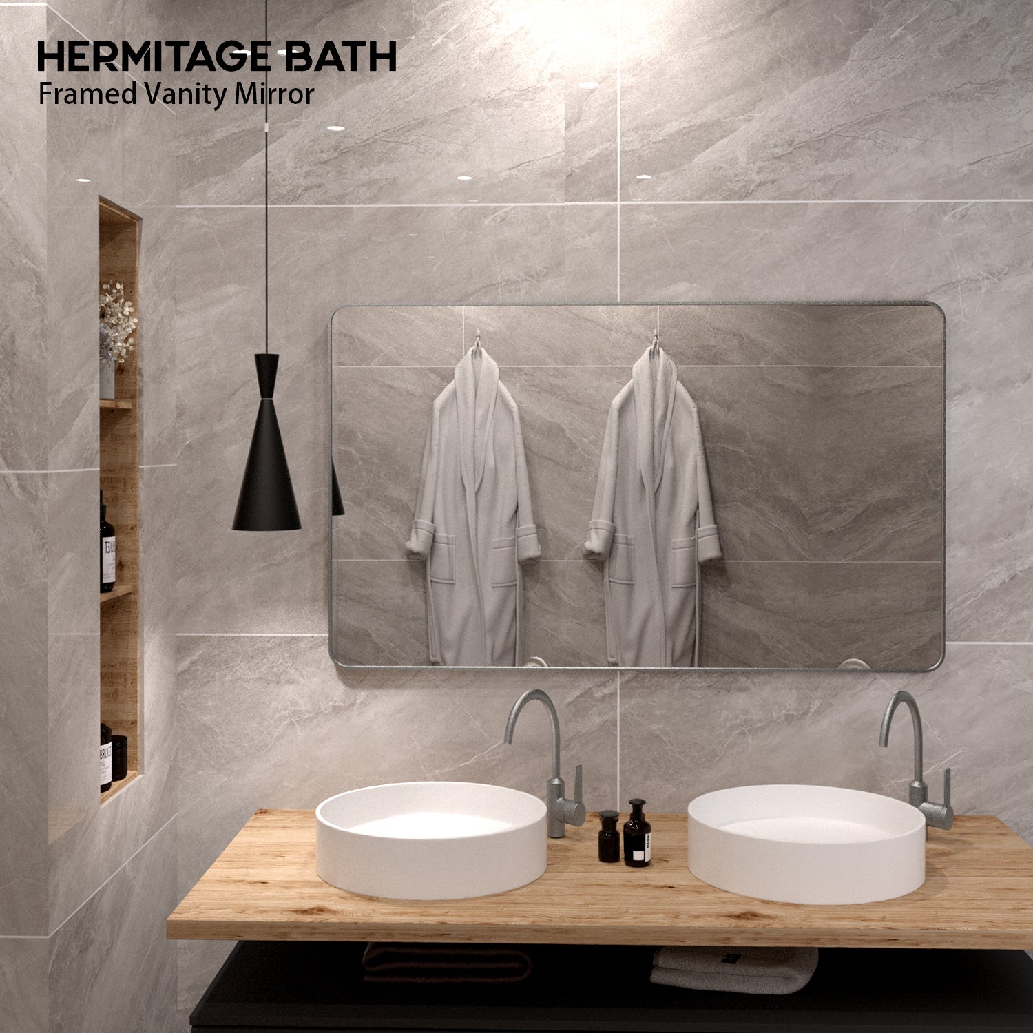 Cosy 60 in. W x 36 in. H Rectangular Framed Wall Bathroom Vanity Mirror SM-6036GY-9_0a1f3a6d-bddf-4ce4-aab7-de93566e7df9