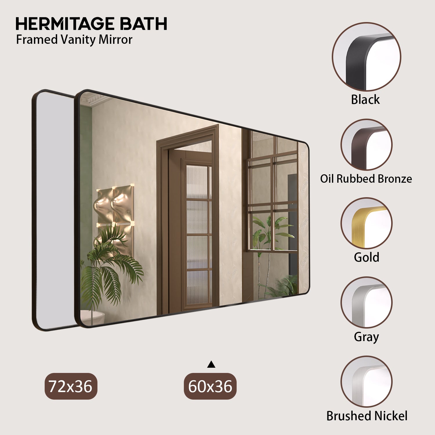 Cosy 60 in. W x 36 in. H Rectangular Framed Wall Bathroom Vanity Mirror SM-6036MB-10_e2e56952-0f3b-45ca-bf58-c217de3e5905