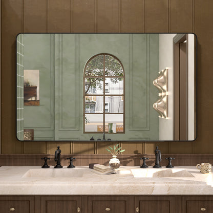Cosy 60 in. W x 36 in. H Rectangular Framed Wall Bathroom Vanity Mirror Matte Black SM-6036MB-1_7a5a1881-41ea-41de-8e0f-0fc7de581f3f