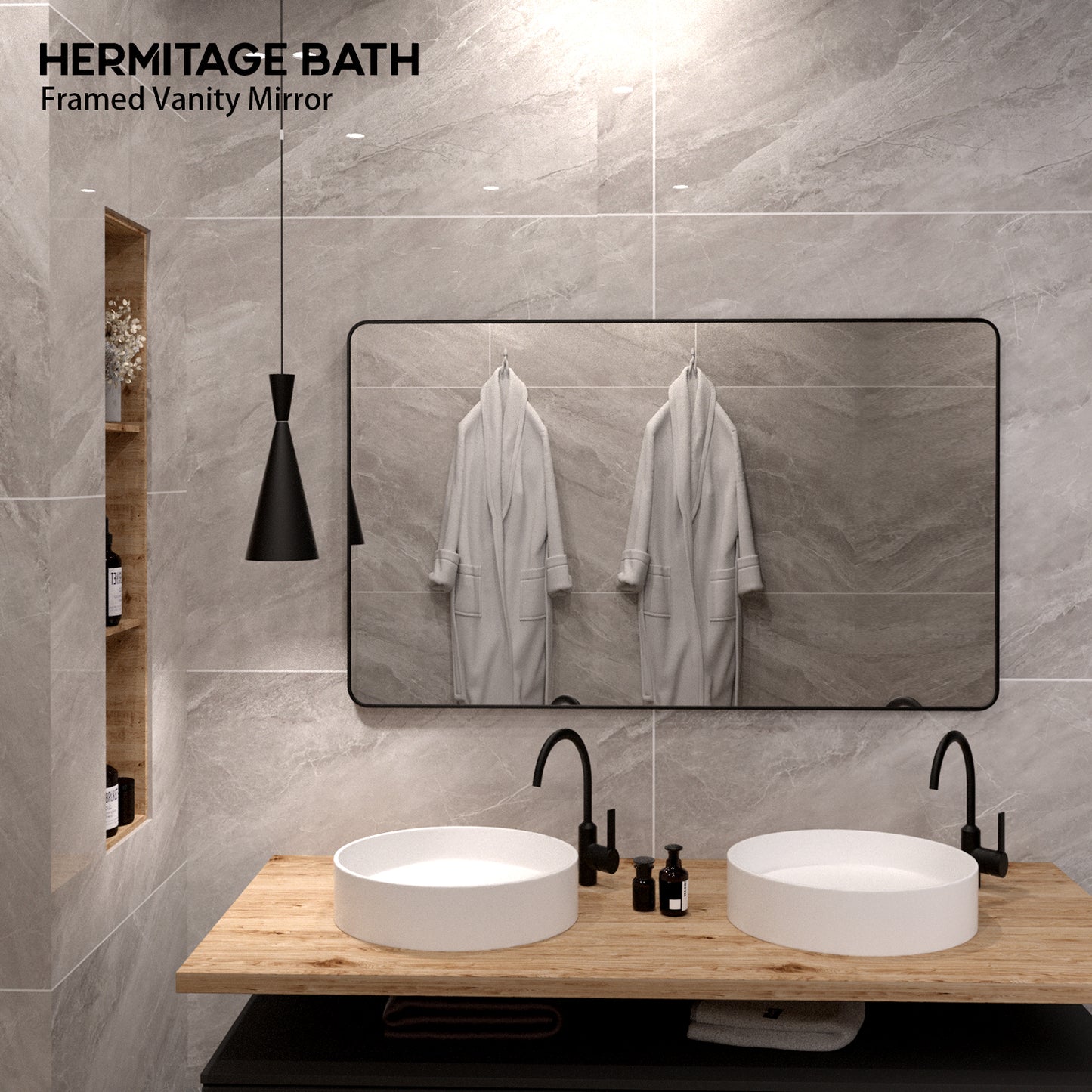 Cosy 60 in. W x 36 in. H Rectangular Framed Wall Bathroom Vanity Mirror SM-6036MB-9_e80b0b69-ec61-45f0-9bae-ef77f04e1639