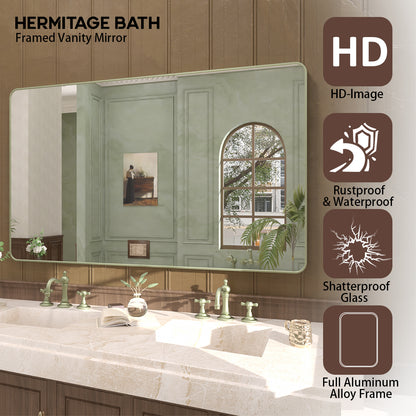 Cosy 60 in. W x 36 in. H Rectangular Framed Wall Bathroom Vanity Mirror SM-6036MG-4