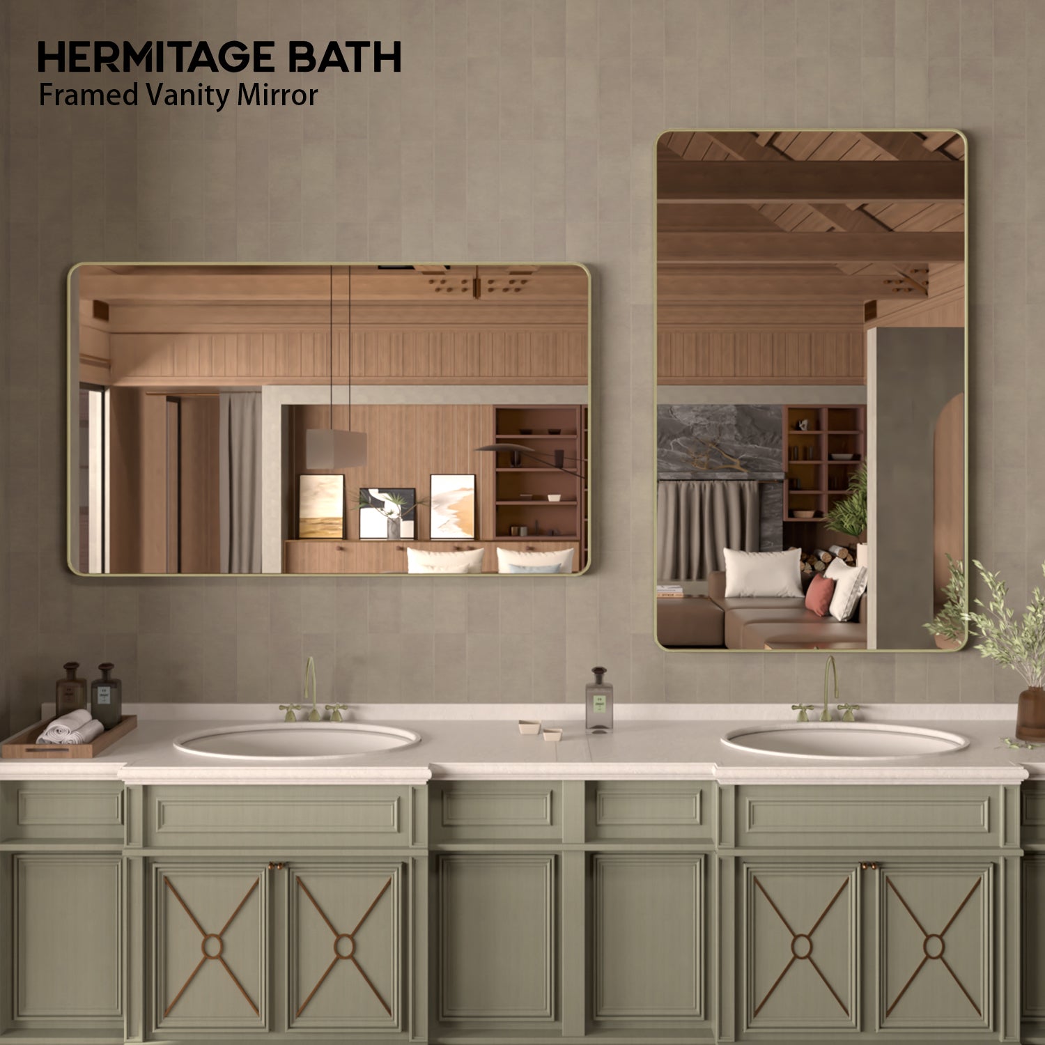 Cosy 60 in. W x 36 in. H Rectangular Framed Wall Bathroom Vanity Mirror SM-6036MG-8