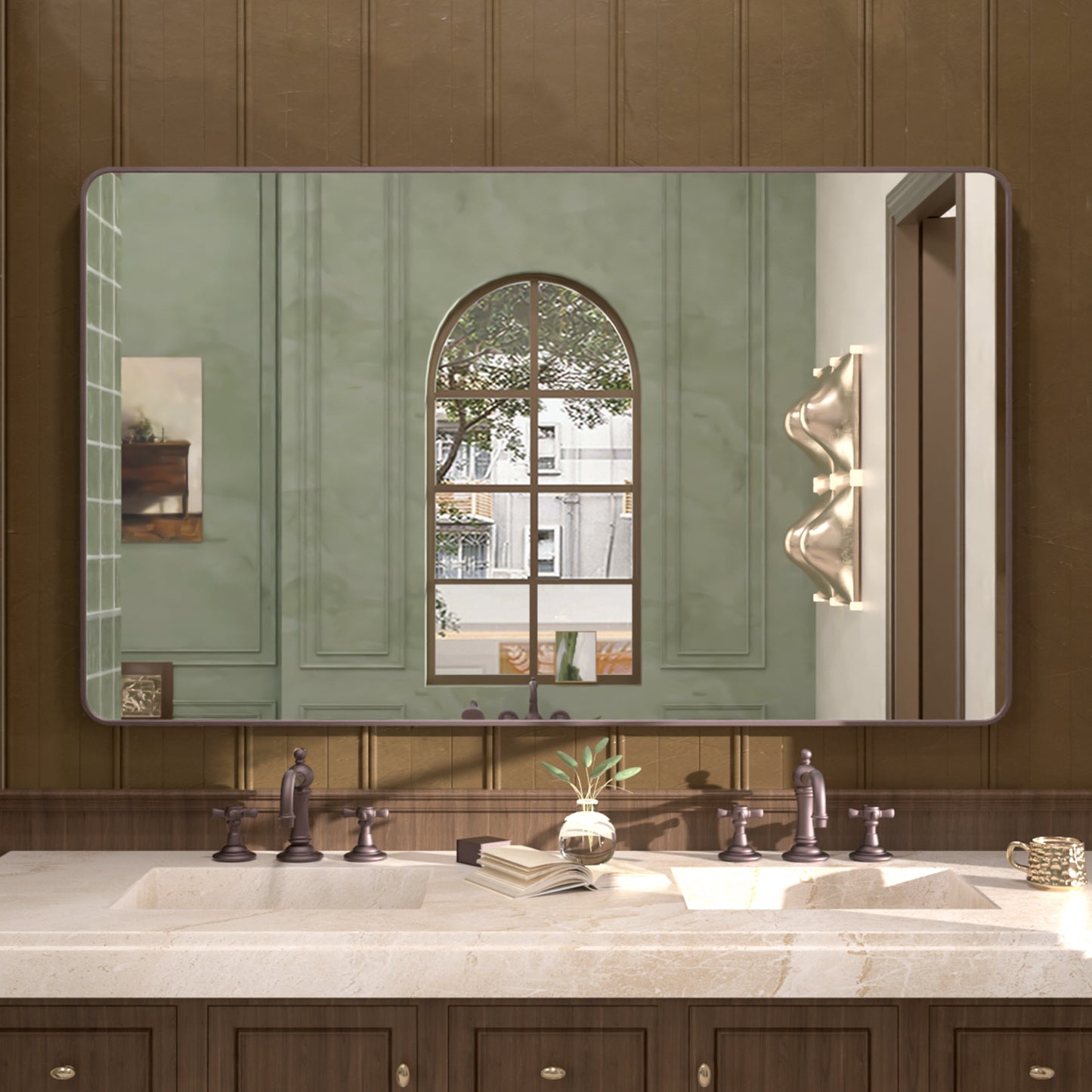 Cosy 60 in. W x 36 in. H Rectangular Framed Wall Bathroom Vanity Mirror Oil Rubbed Bronze SM-6036ORB-1_c02e6223-0406-4659-8391-dbe835ba8cd6