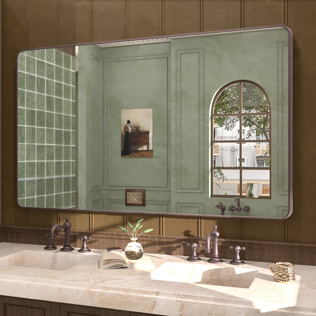 Cosy 60 in. W x 36 in. H Rectangular Framed Wall Bathroom Vanity Mirror SM-6036ORB-2_51984f25-76fc-4d98-b58e-ad4049d7f6f5