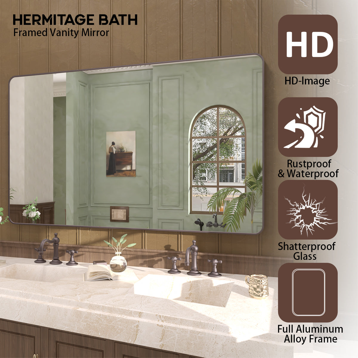 Cosy 60 in. W x 36 in. H Rectangular Framed Wall Bathroom Vanity Mirror SM-6036ORB-4_09351067-6ada-42af-94e6-dfc89278ec9d