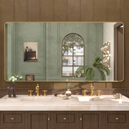 Cosy 72 in. W x 36 in. H Rectangular Framed Wall Bathroom Vanity Mirror Gold SM-7236G-1
