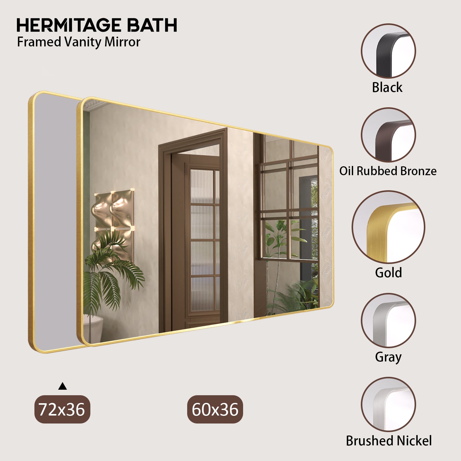 Cosy 72 in. W x 36 in. H Rectangular Framed Wall Bathroom Vanity Mirror SM-7236G-10