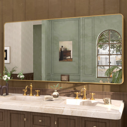 Cosy 72 in. W x 36 in. H Rectangular Framed Wall Bathroom Vanity Mirror SM-7236G-2
