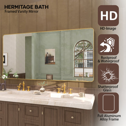Cosy 72 in. W x 36 in. H Rectangular Framed Wall Bathroom Vanity Mirror SM-7236G-4