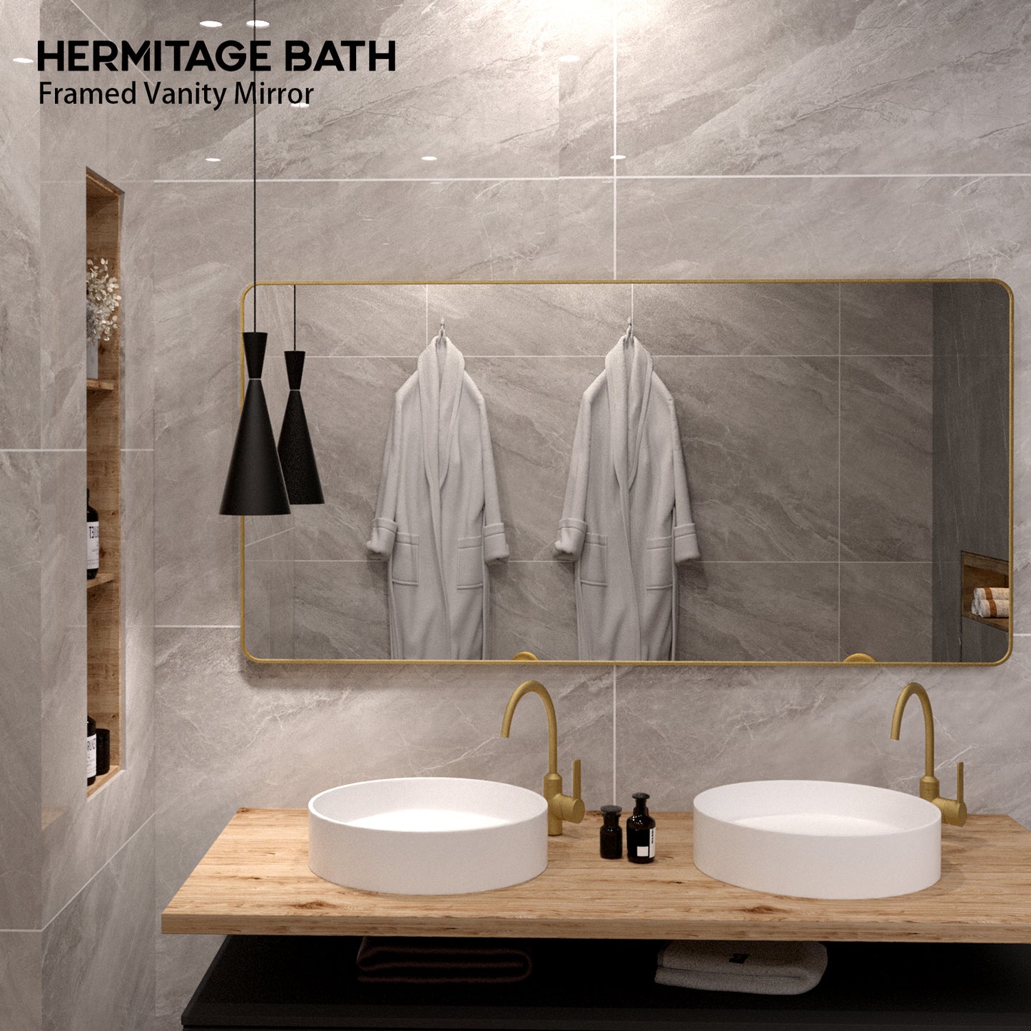 Cosy 72 in. W x 36 in. H Rectangular Framed Wall Bathroom Vanity Mirror SM-7236G-9
