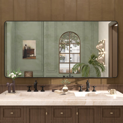 Cosy 72 in. W x 36 in. H Rectangular Framed Wall Bathroom Vanity Mirror Matte-Black SM-7236MB-1