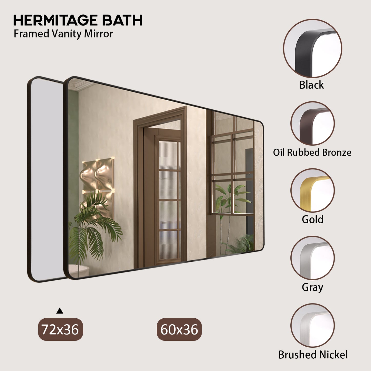 Cosy 72 in. W x 36 in. H Rectangular Framed Wall Bathroom Vanity Mirror SM-7236MB-10
