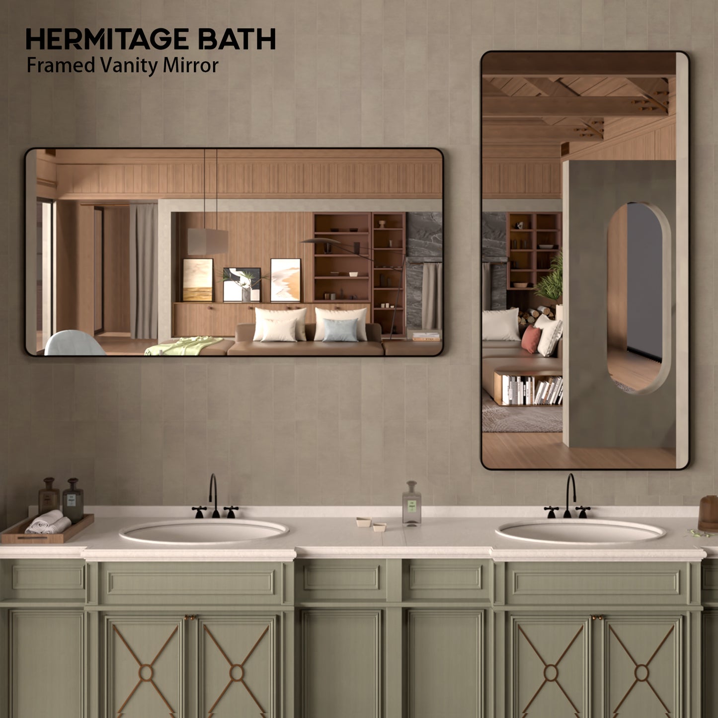 Cosy 72 in. W x 36 in. H Rectangular Framed Wall Bathroom Vanity Mirror SM-7236MB-8