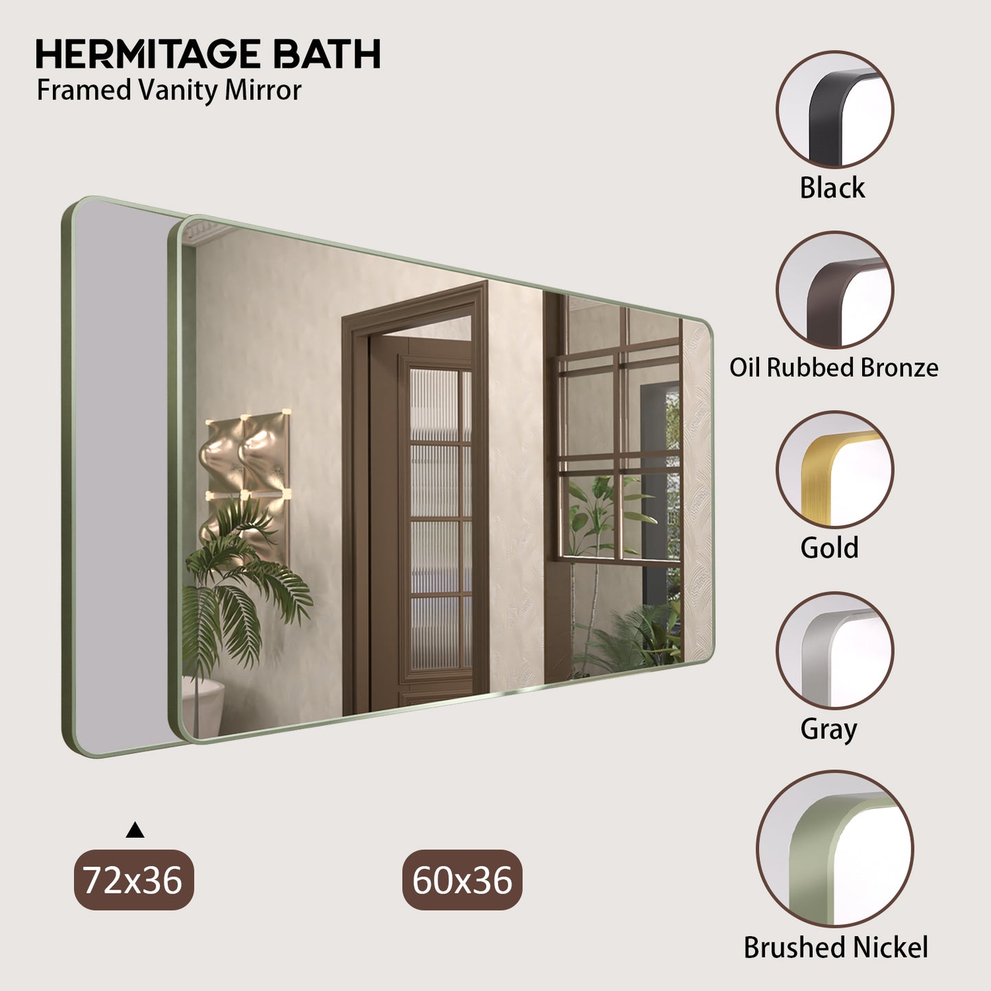 Cosy 72 in. W x 36 in. H Rectangular Framed Wall Bathroom Vanity Mirror SM-7236MG-10