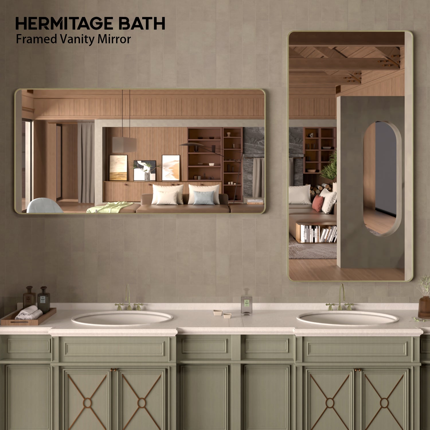 Cosy 72 in. W x 36 in. H Rectangular Framed Wall Bathroom Vanity Mirror SM-7236MG-8