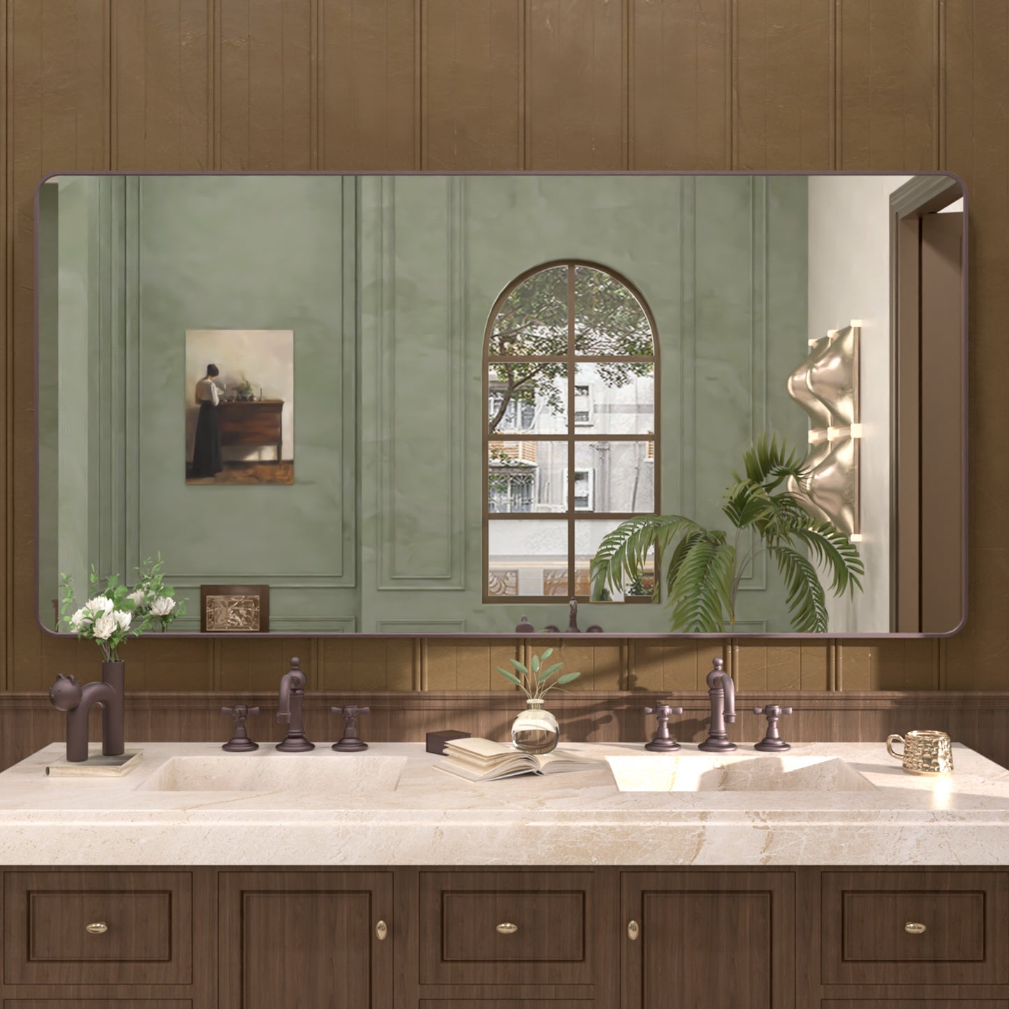 Cosy 72 in. W x 36 in. H Rectangular Framed Wall Bathroom Vanity Mirror Oil Rubbed Bronze SM-7236ORB-1