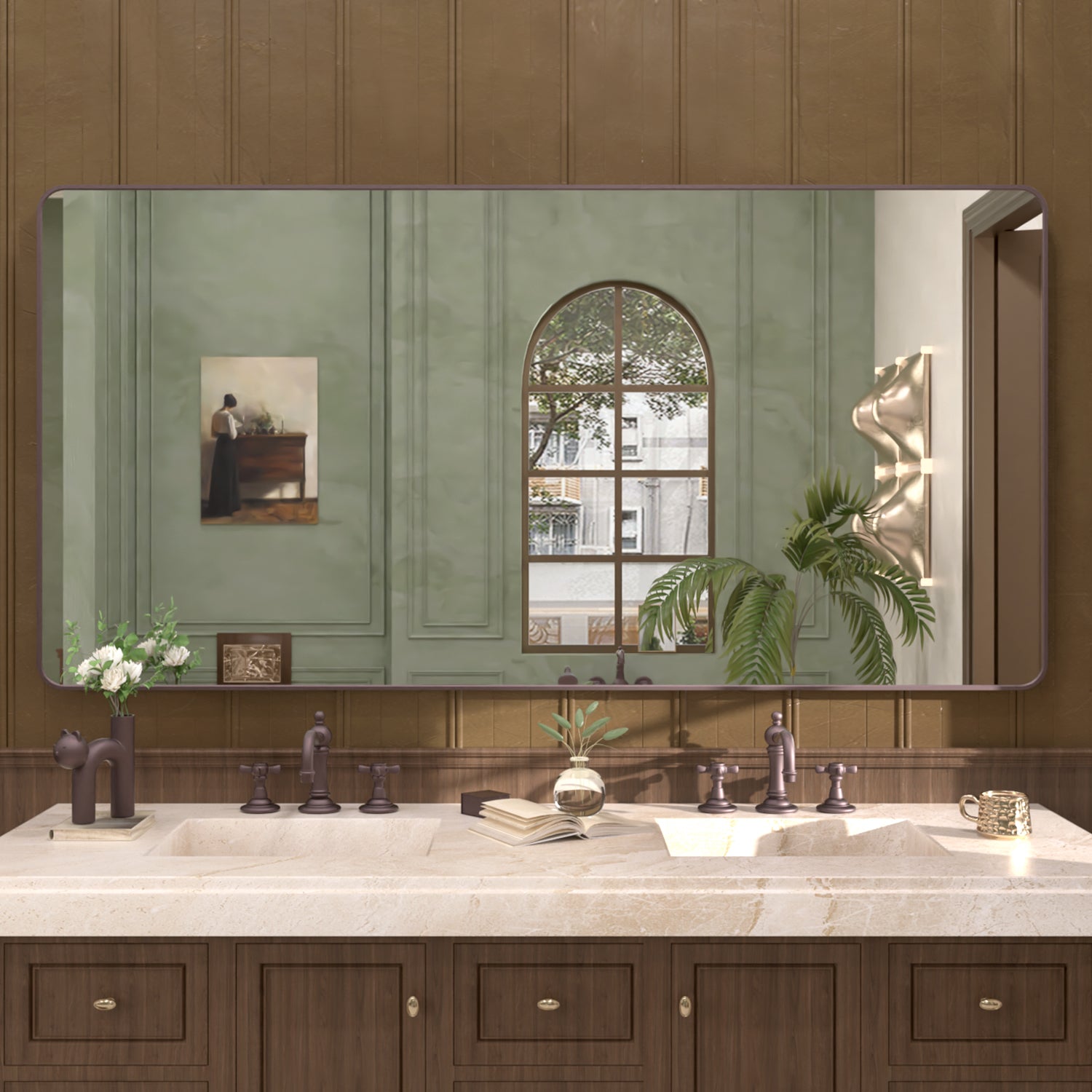 Cosy 72 in. W x 36 in. H Rectangular Framed Wall Bathroom Vanity Mirror Oil Rubbed Bronze SM-7236ORB-1