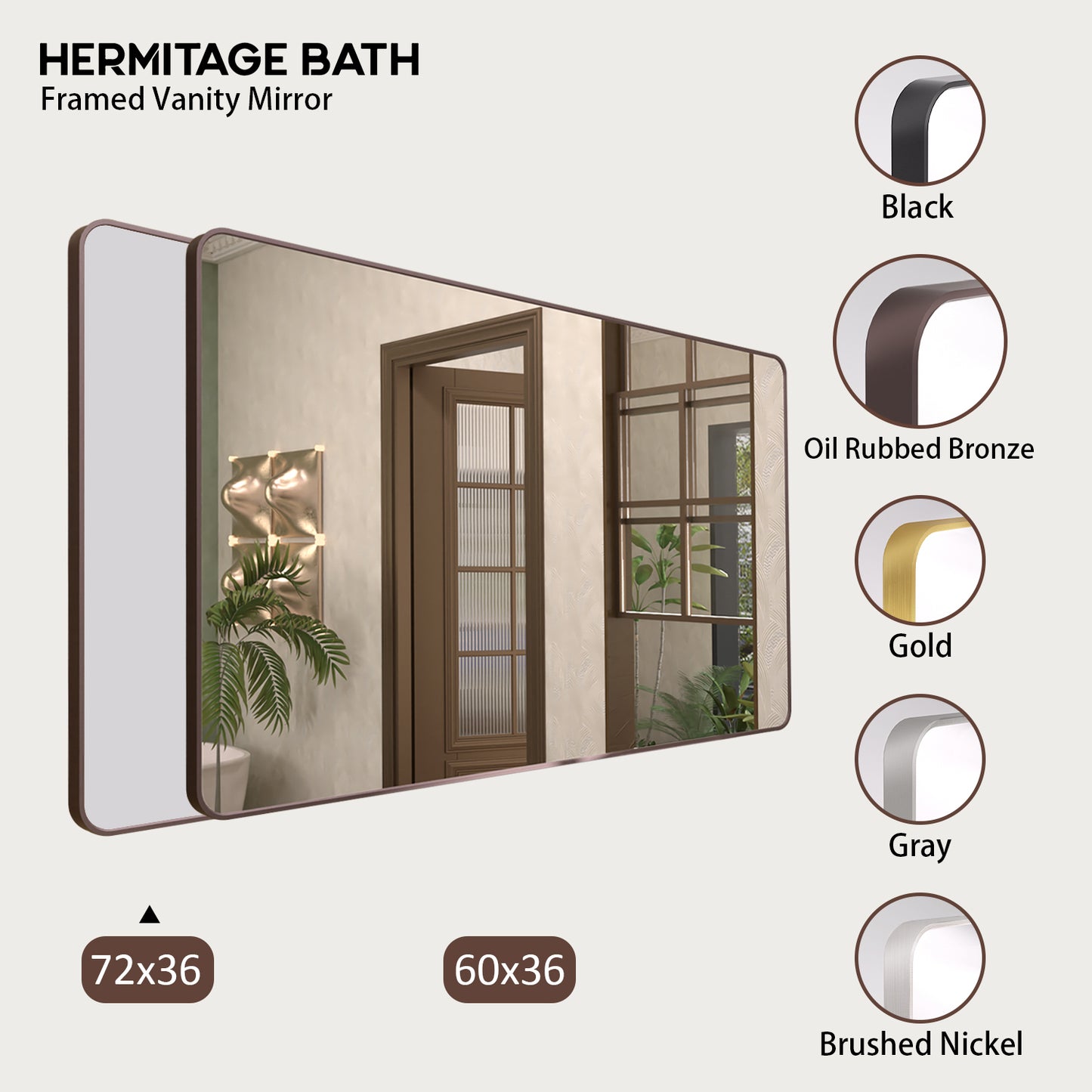 Cosy 72 in. W x 36 in. H Rectangular Framed Wall Bathroom Vanity Mirror SM-7236ORB-10
