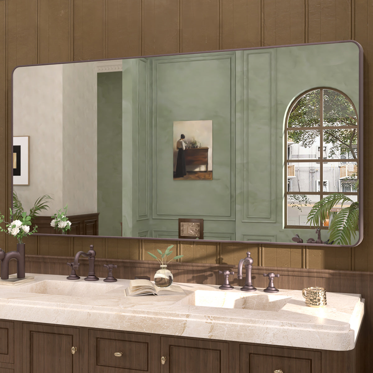 Cosy 72 in. W x 36 in. H Rectangular Framed Wall Bathroom Vanity Mirror SM-7236ORB-2