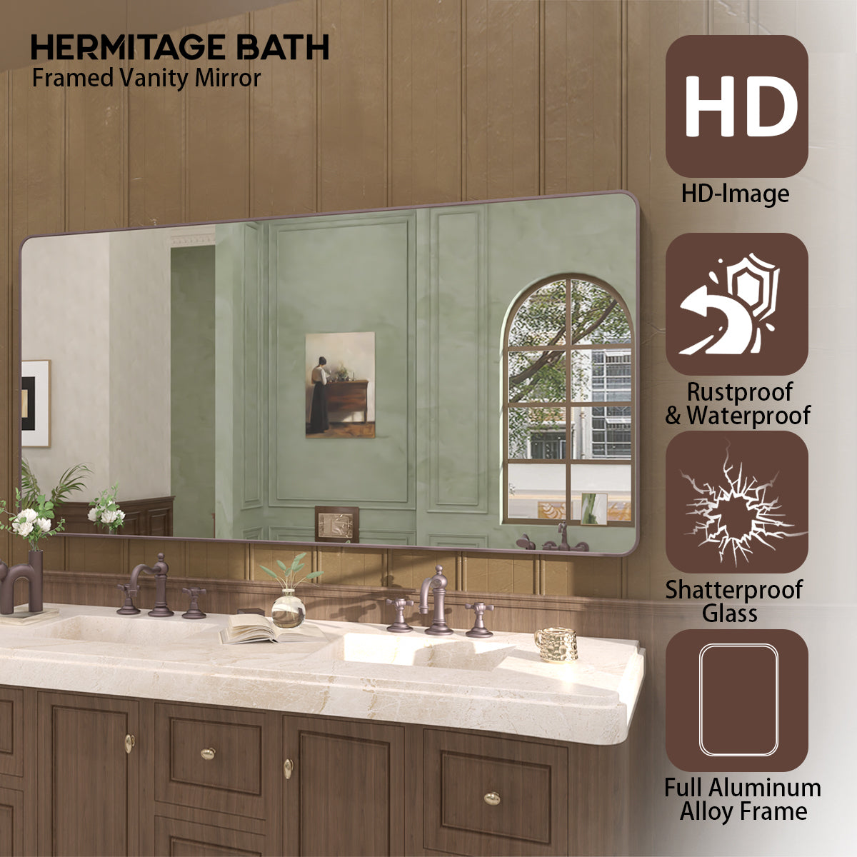 Cosy 72 in. W x 36 in. H Rectangular Framed Wall Bathroom Vanity Mirror SM-7236ORB-4