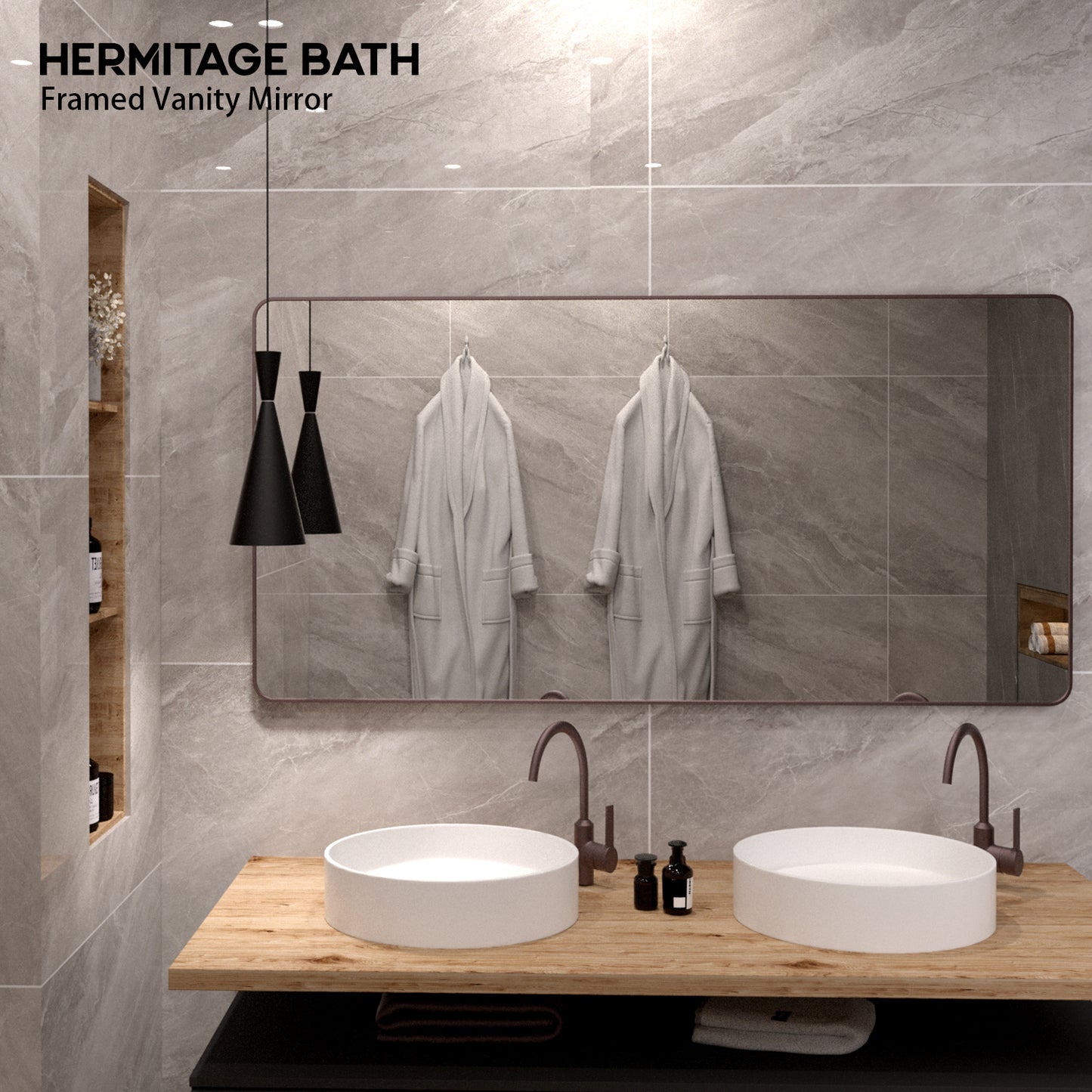 Cosy 72 in. W x 36 in. H Rectangular Framed Wall Bathroom Vanity Mirror SM-7236ORB-9