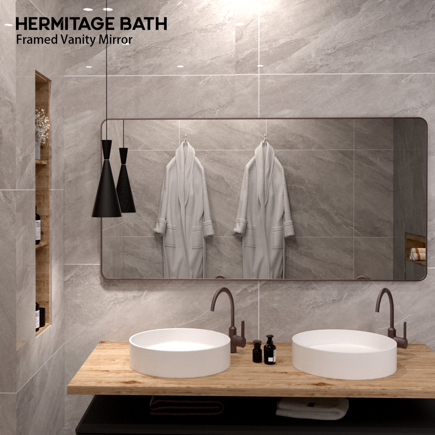 Cosy 72 in. W x 36 in. H Rectangular Framed Wall Bathroom Vanity Mirror SM-7236ORB-9