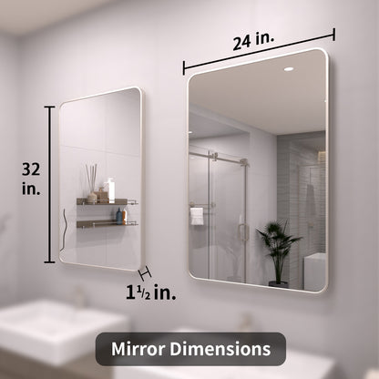 TaiMei 24 in. W x 32 in. H Rectangular Framed Wall Bathroom Vanity Mirror SM2432-BN-04