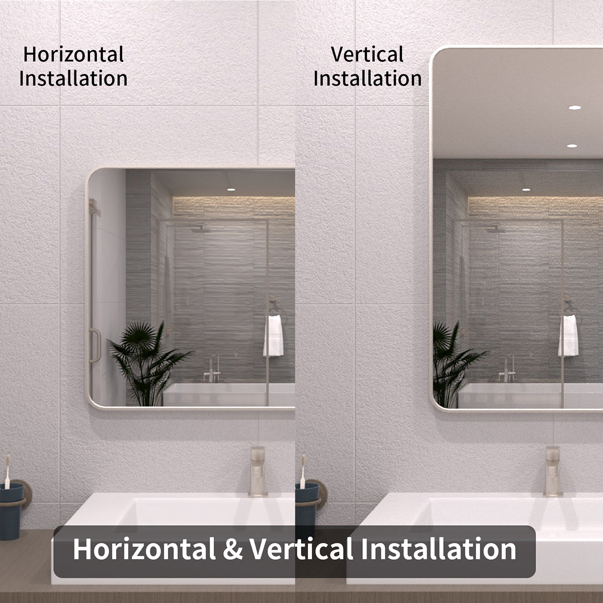 TaiMei 24 in. W x 32 in. H Rectangular Framed Wall Bathroom Vanity Mirror SM2432-BN-08