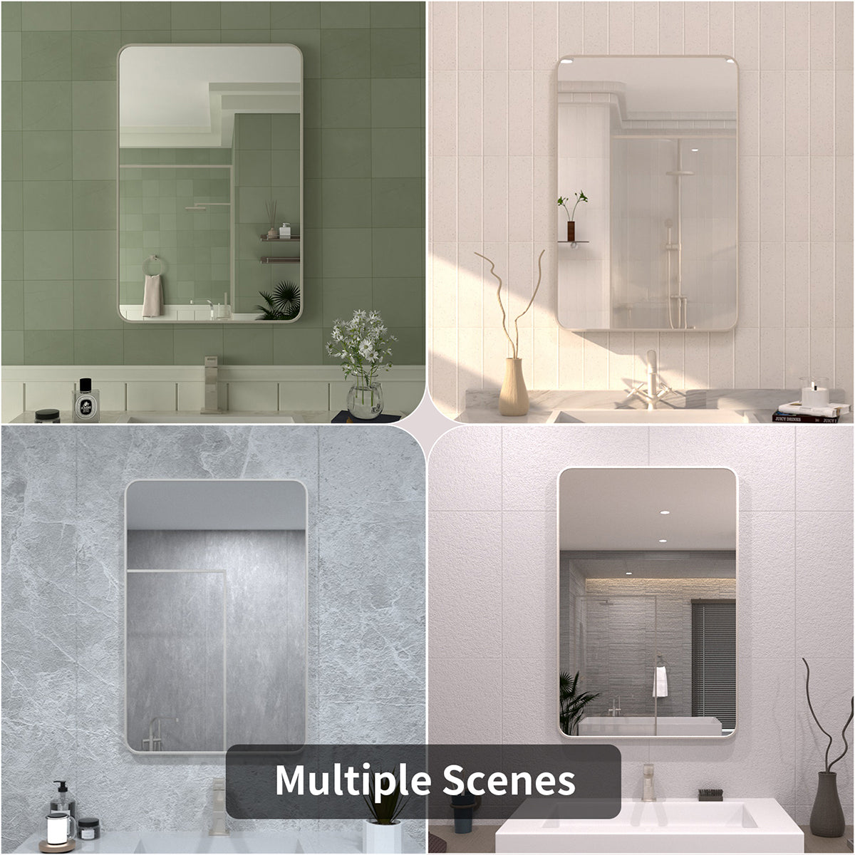 TaiMei 24 in. W x 32 in. H Rectangular Framed Wall Bathroom Vanity Mirror SM2432-BN-12