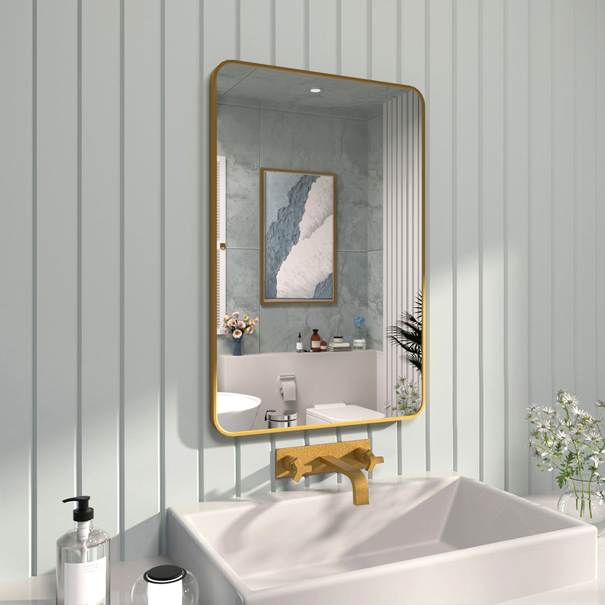 FMNP TaiMei 24 in. W x 36 in. H Rectangular Framed Wall Bathroom Vanity Mirror SM2436-BG-02_ddd72f45-8e6f-4f8d-a63d-45991ad45be0