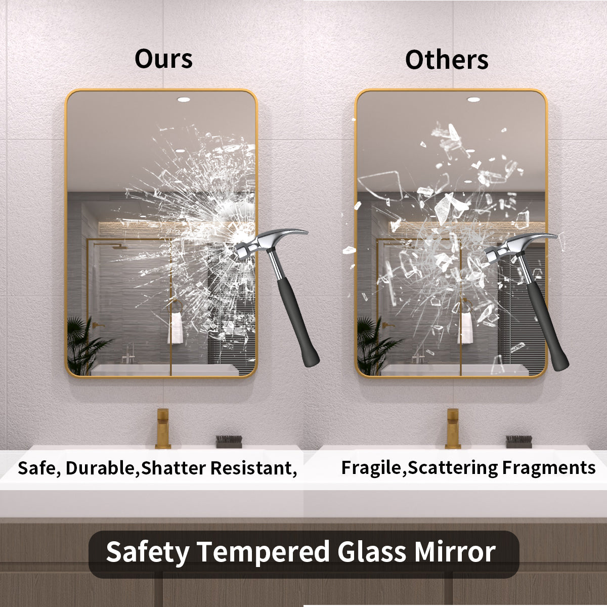 TaiMei 24 in. W x 36 in. H Vertical / Horizontal Rectangular Aluminum Framed Wall Mirror SM2436-BG-07