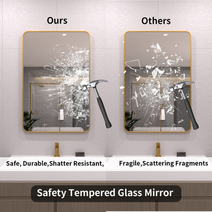 TaiMei 24 in. W x 36 in. H Vertical / Horizontal Rectangular Aluminum Framed Wall Mirror SM2436-BG-07
