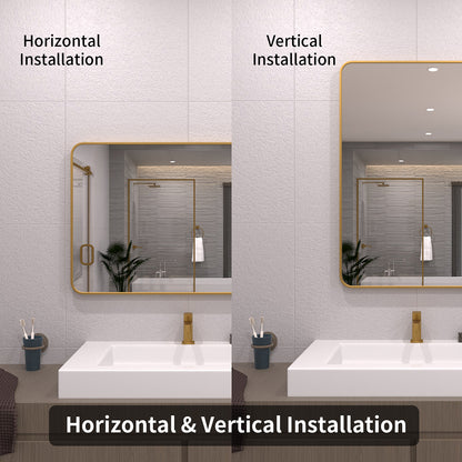 TaiMei 24 in. W x 36 in. H Vertical / Horizontal Rectangular Aluminum Framed Wall Mirror SM2436-BG-08